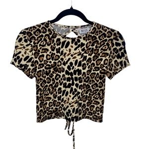 Beginning Boutique Cheetah Print Open Back Shirt